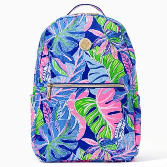 NWT Lilly Pulitzer Printed Sport Backpack Blue Grotto Beleaf In Yourself Pattern - Picture 1 of 3